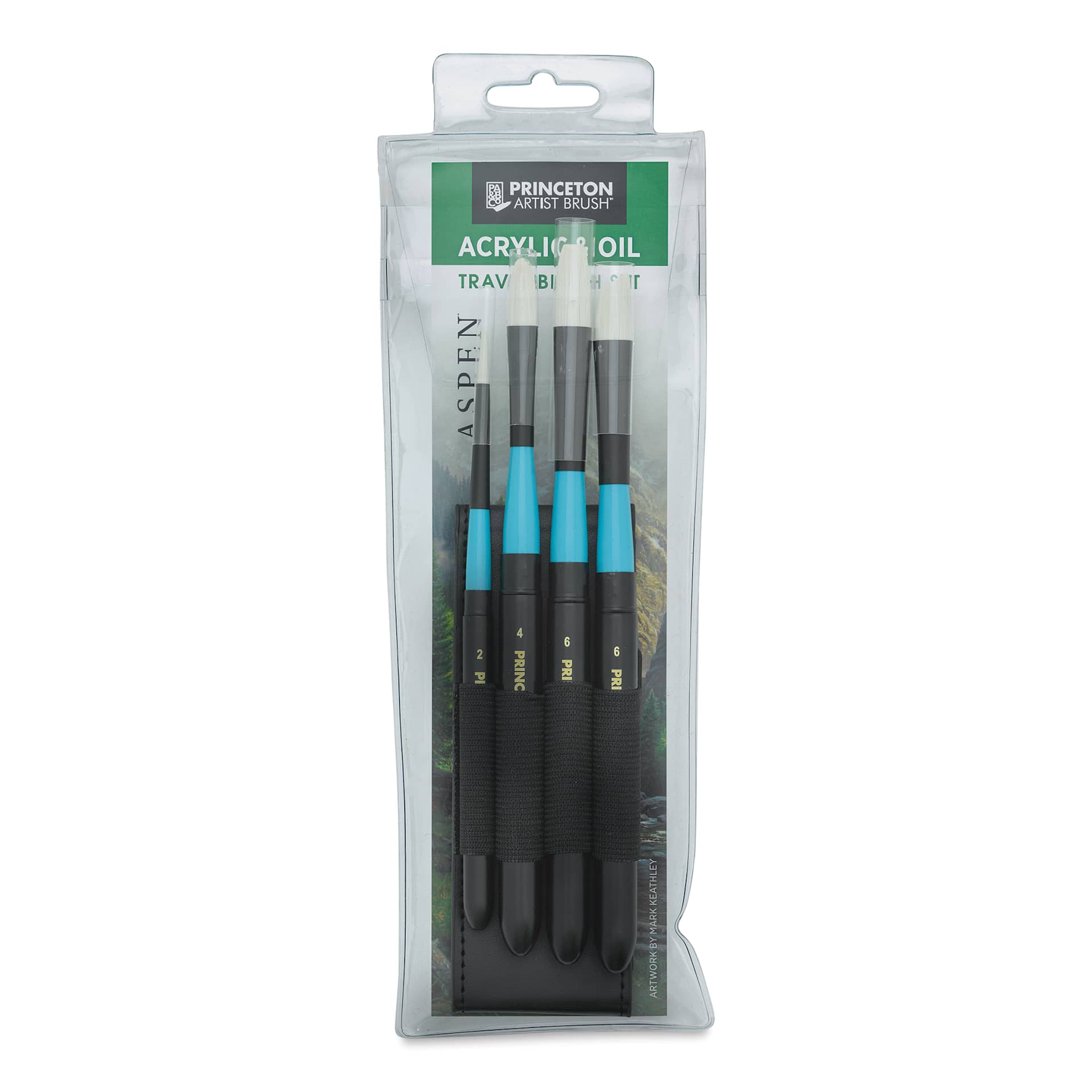 Princeton Aspen Series 6500 Synthetic Travel Brushes - Set of 4 in package Princeton Aspen Series 6500 Synthetic Travel Brushes - Set of 4 in package