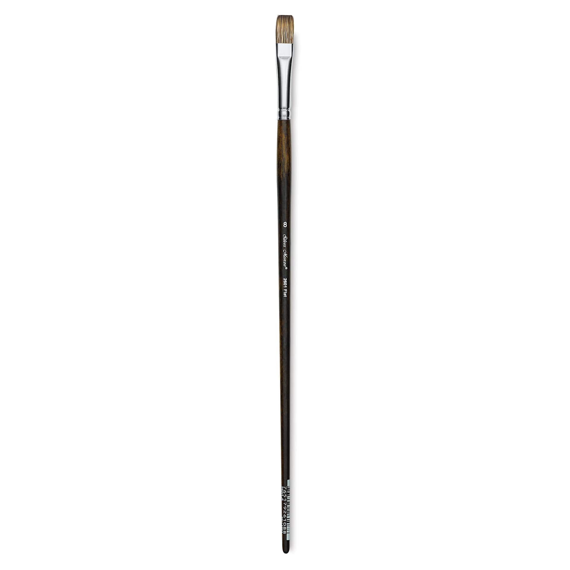 Silver Brush Monza Synthetic Mongoose Artist Brush - Long Handle, Flat, Size 8