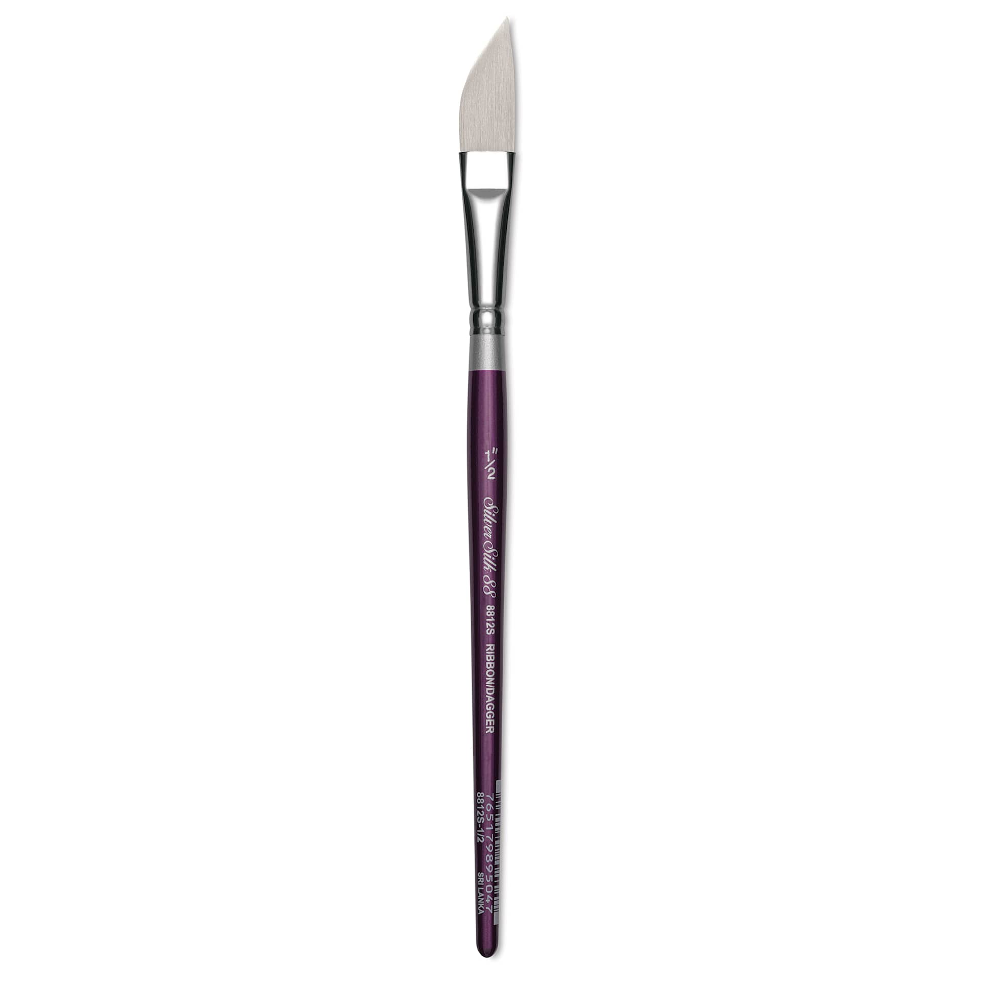 Silver Brush Silver Silk 88 Synthetic Brush - Short Handle, Ribbon/Dagger, Size 1/2"