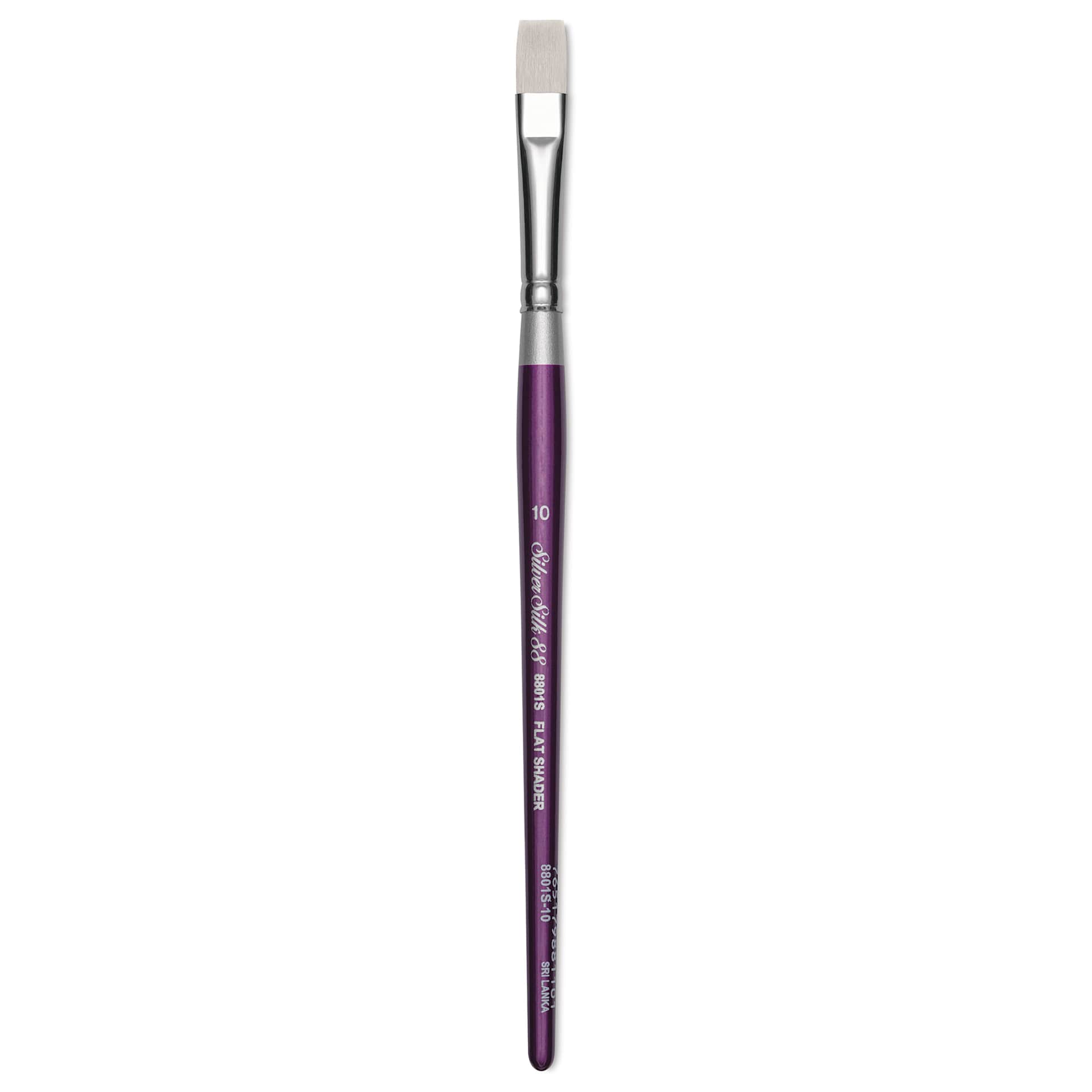 Silver Brush Silver Silk 88 Synthetic Brush - Short Handle, Flat Shader, Size 10