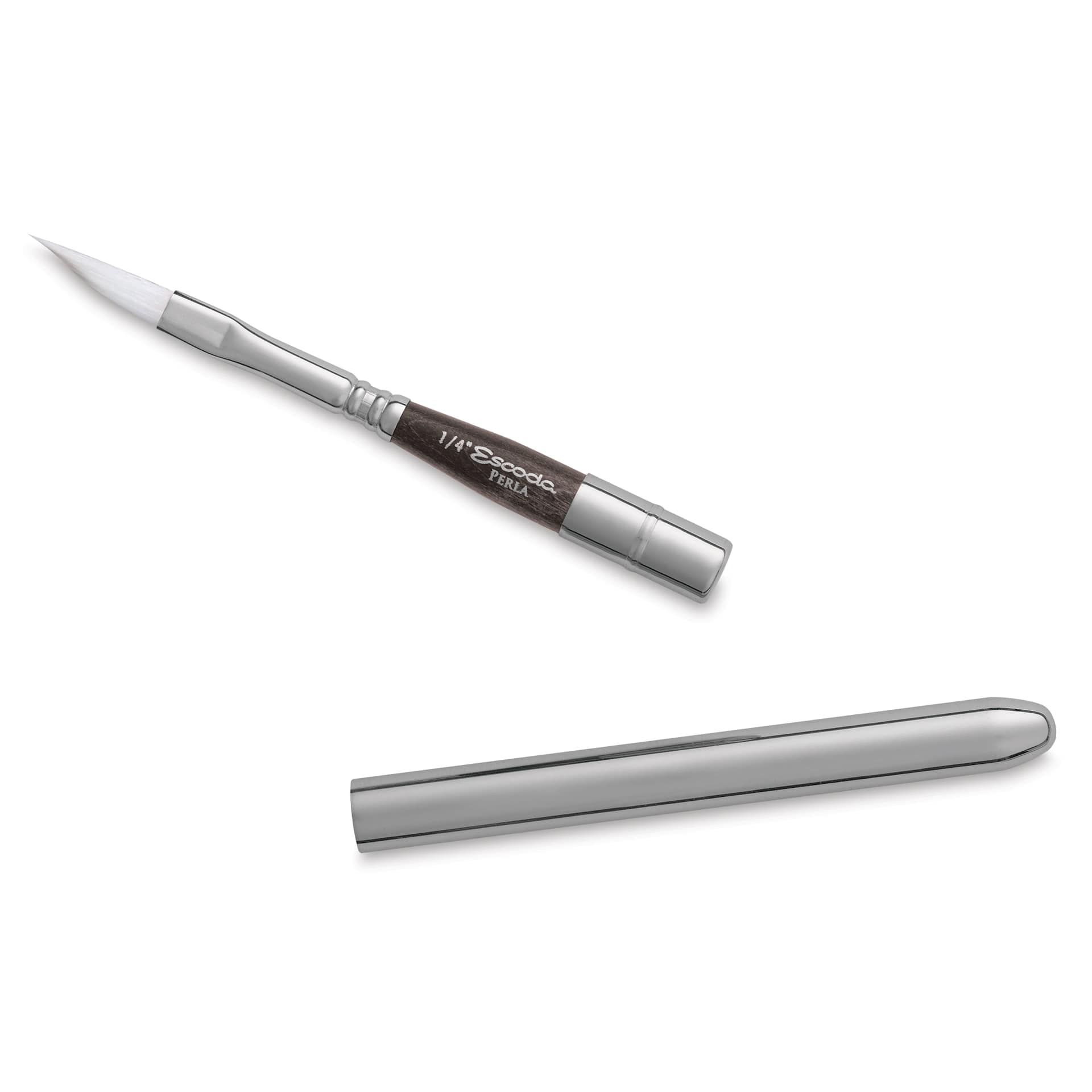 Escoda Perla Toray White Synthetic Travel Brush - Dagger, Short Handle, Size 1/4", handle and brush top Escoda Perla Toray White Synthetic Travel Brush - Dagger, Short Handle, Size 1/4", handle and brush top