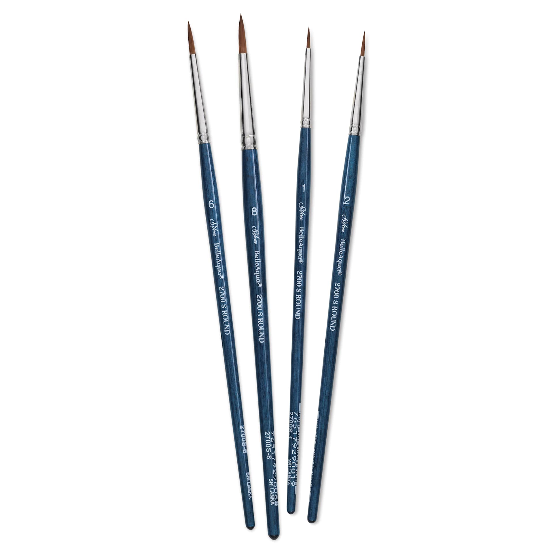 Silver Brush BelleAqua Brushes - Ideal Round Watercolor Set, Set of 4, brushes fanned out Silver Brush BelleAqua Brushes - Ideal Round Watercolor Set, Set of 4, brushes fanned out