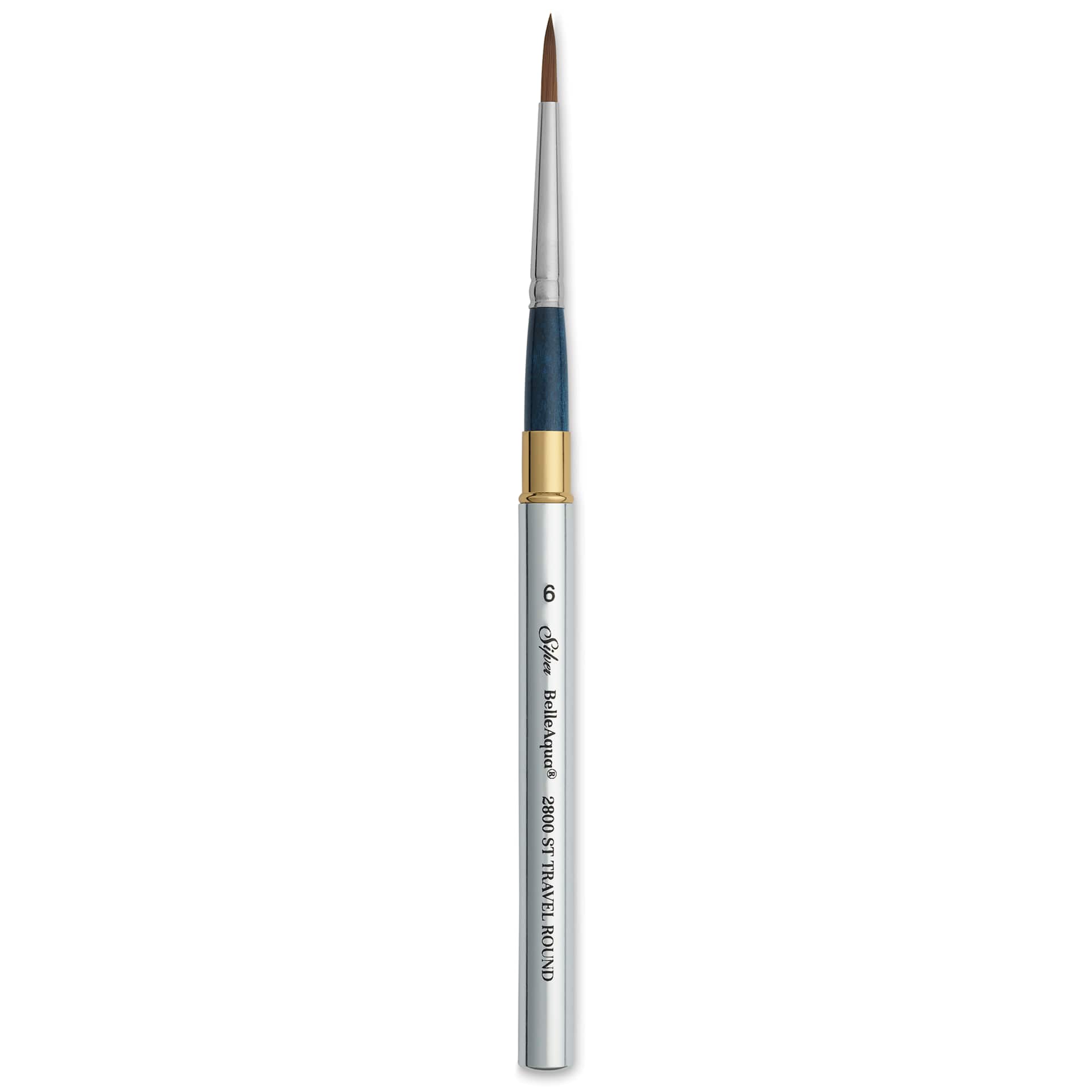 Silver Brush BelleAqua Travel Brush - Round, Short Handle, Size 6