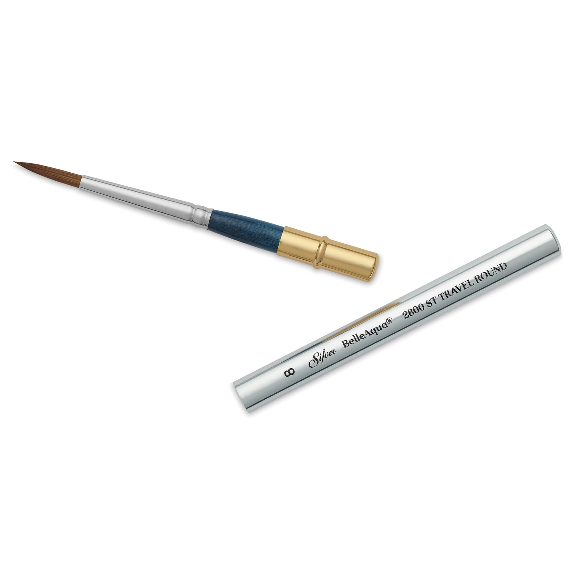 Silver Brush BelleAqua Travel Brush - Round, Short Handle, Size 8, brush top and handle Silver Brush BelleAqua Travel Brush - Round, Short Handle, Size 8, brush top and handle