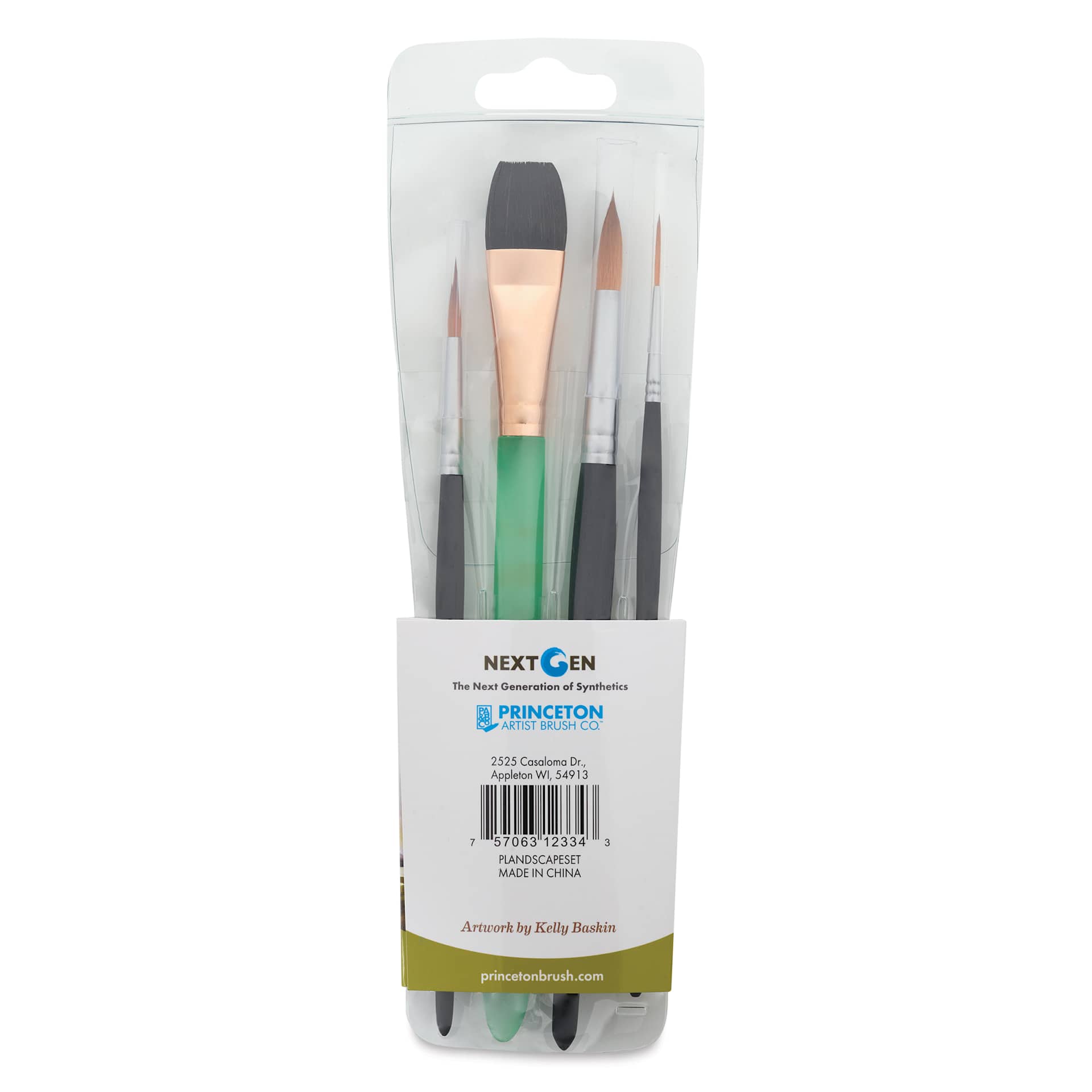 Princeton Watercolor Landscape Brush - Set of 4, back of the packaging