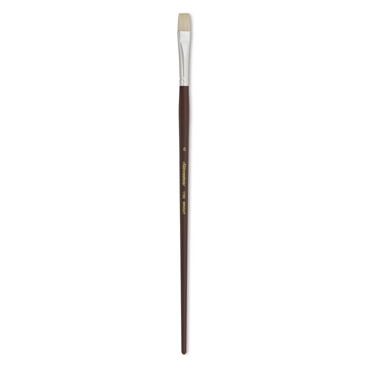 Silver Brush Silverstone Premium White Hog Bristle Brush - Bright, Long Handle, Size 6 close up