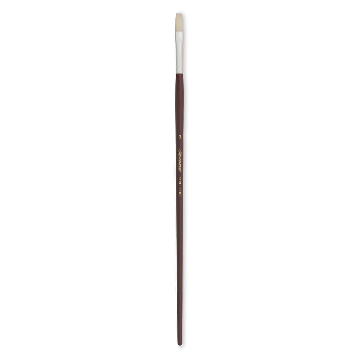 Silver Brush Silverstone Premium White Hog Bristle Brush - Flat, Long Handle, Size 3
