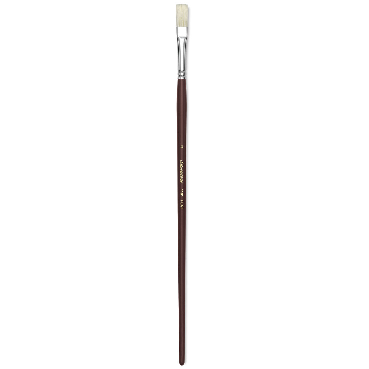 Silver Brush Silverstone Premium White Hog Bristle Brush - Flat, Long Handle, Size 4