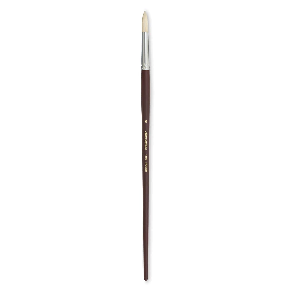 Silver Brush Silverstone Premium White Hog Bristle Brush - Round, Long Handle, Size 6