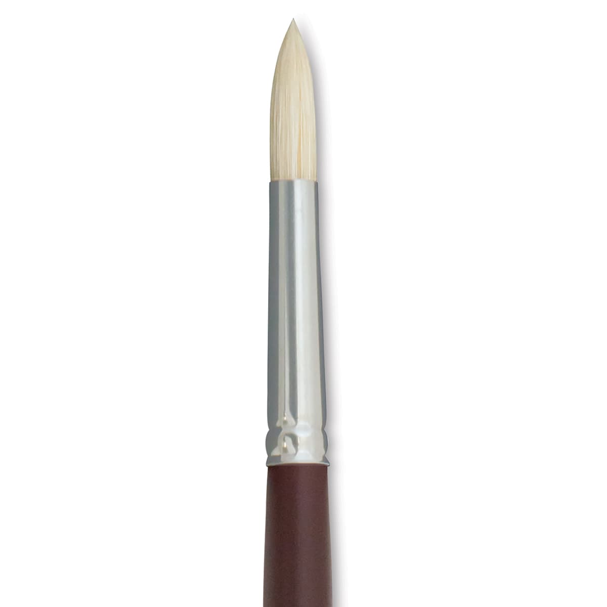 Silver Brush Silverstone Premium White Hog Bristle Brush - Round, Long Handle, Size 6 close up