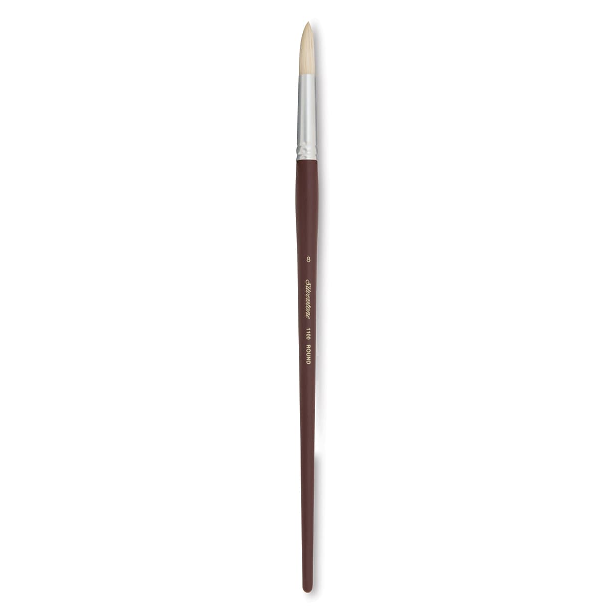 Silver Brush Silverstone Premium White Hog Bristle Brush - Round, Long Handle, Size 8