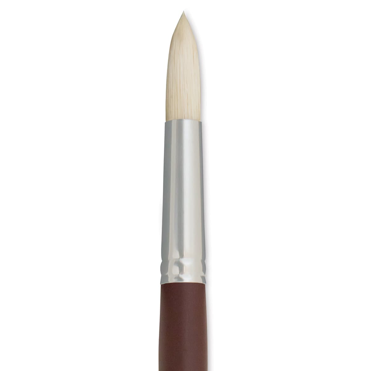 Silver Brush Silverstone Premium White Hog Bristle Brush - Round, Long Handle, Size 10 close up