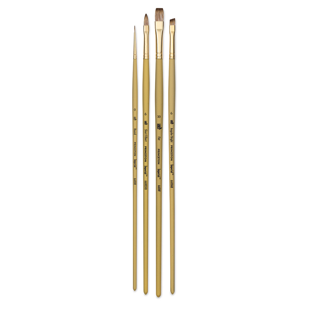 Princeton Imperial Brushes Set - Four assorted long handled brushes shown upright Princeton Imperial Brushes Set - Four assorted long handled brushes shown upright