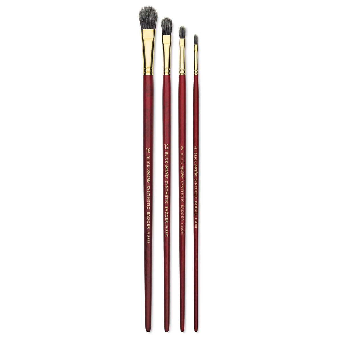 Blick Master Synthetic Badger Brushes - Four Filbert Brushes upright