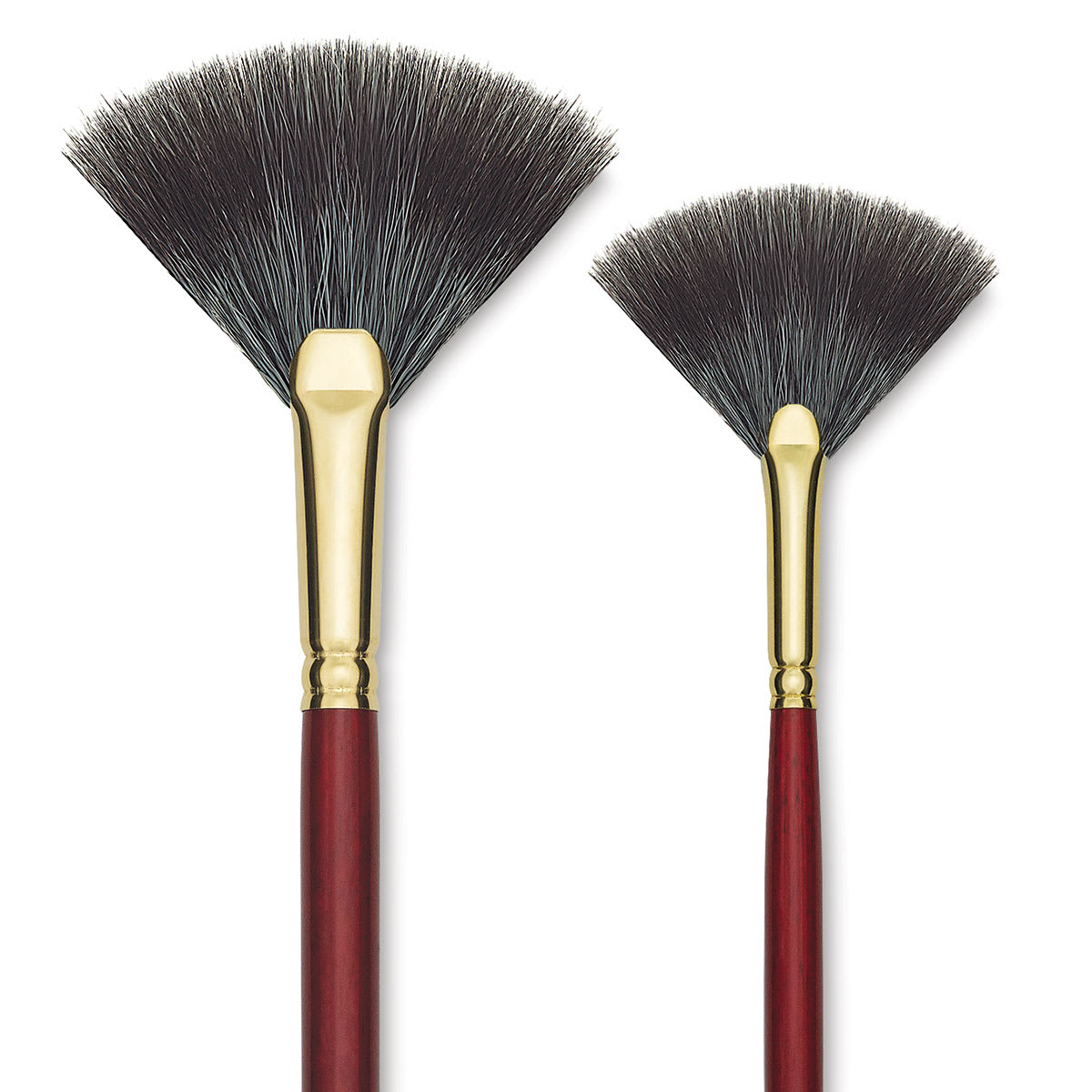 Blick Master Synthetic Badger Brushes - Closeup of two sizes of Fan Brushes