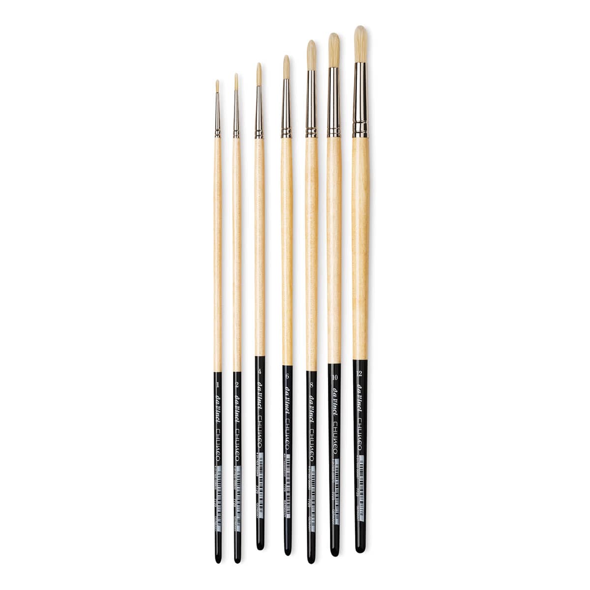 Da Vinci Chuneo Synthetic Hog Bristle Brushes - Range of 7 sizes of Round Brushes shown