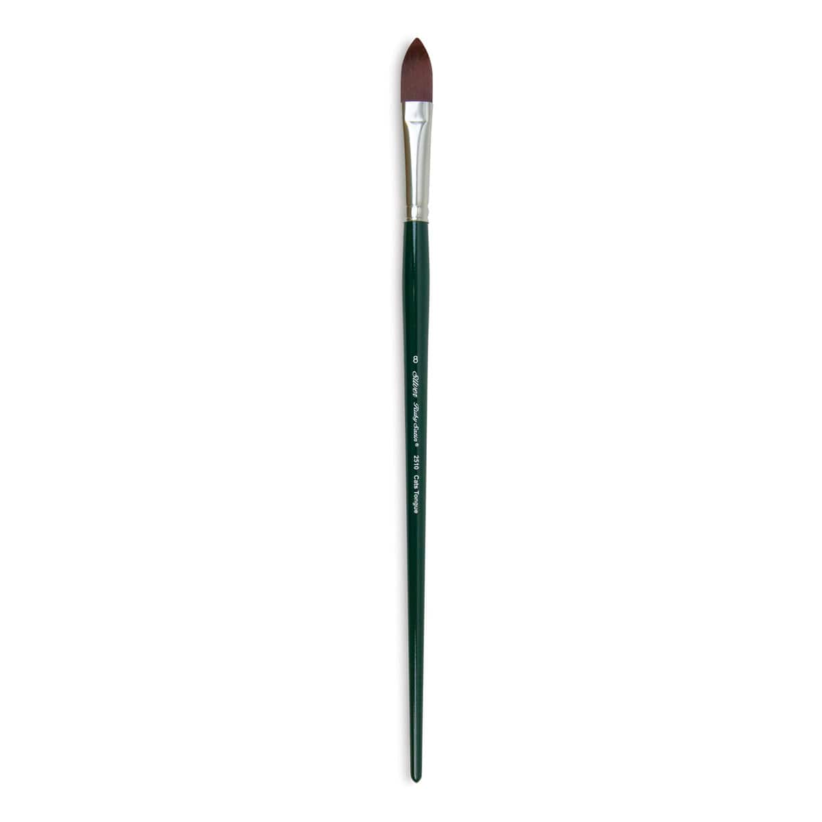 Silver Brush Ruby Satin Synthetic Brush - Cat's Tongue, Size 8, Long Handle