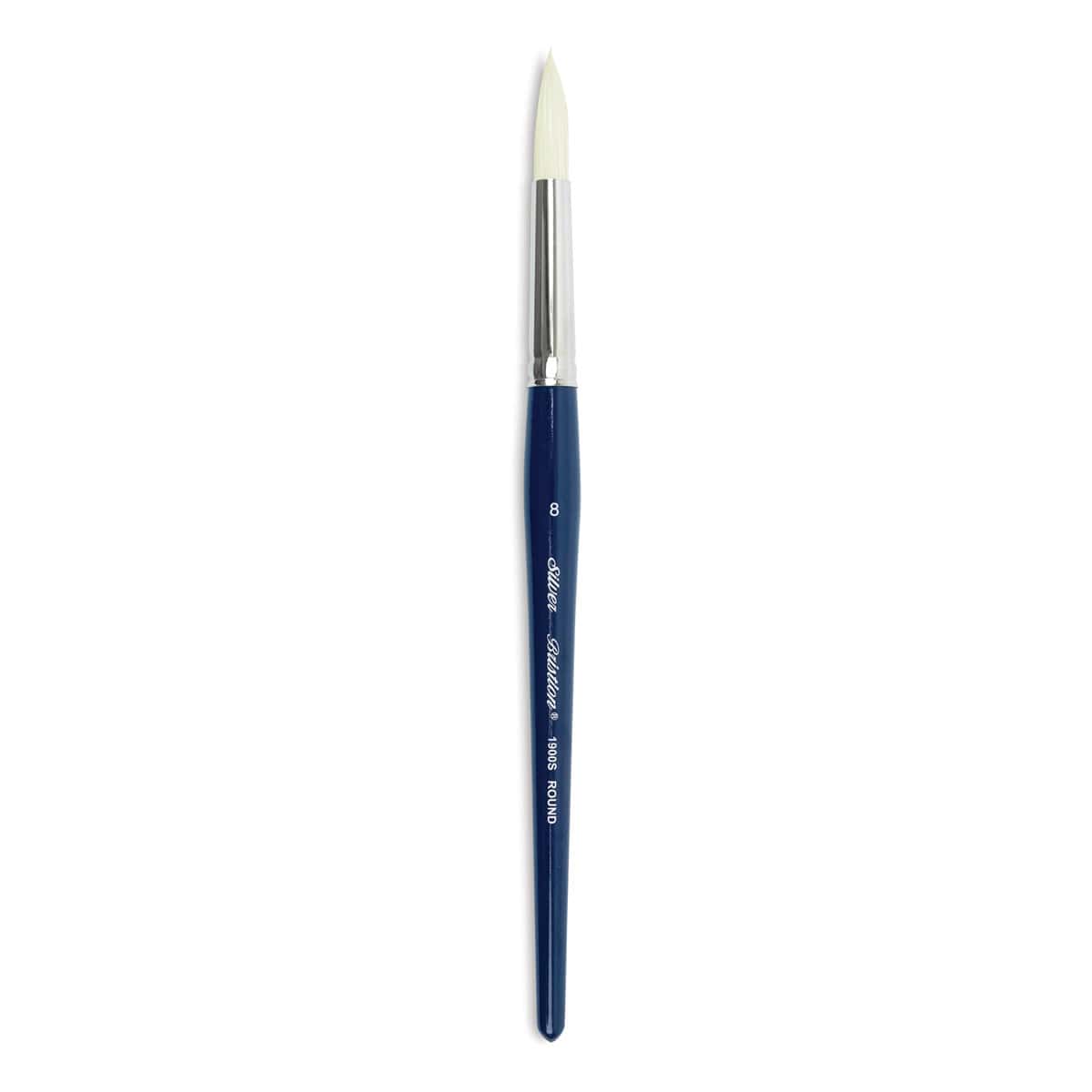 Silver Brush Bristlon Stiff White Synthetic Brush - Round, Size 8, Short Handle