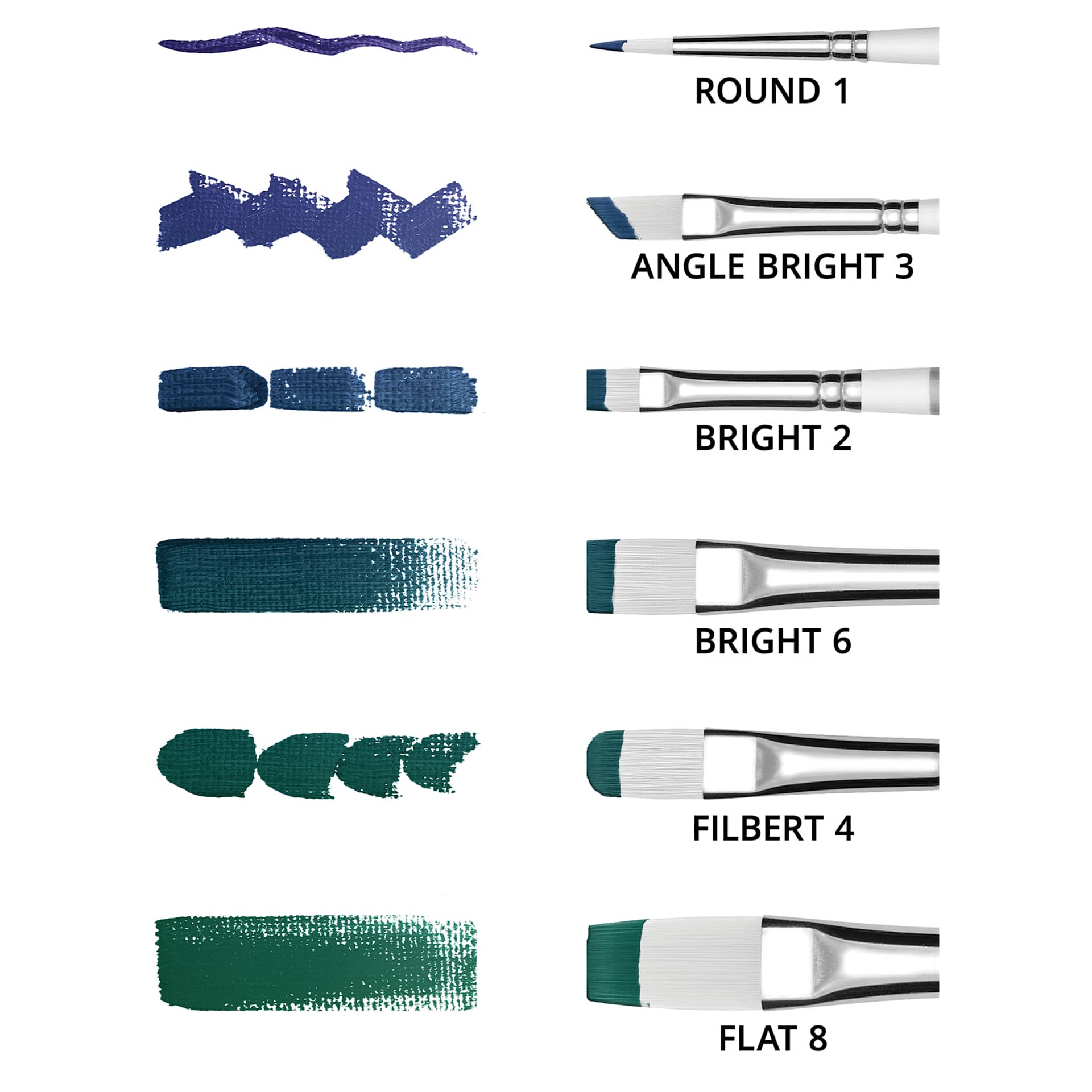 artPOP! Premium Plus Synthetic Acrylic & Oil Brush Set (Swatches with brush sizes in set)
