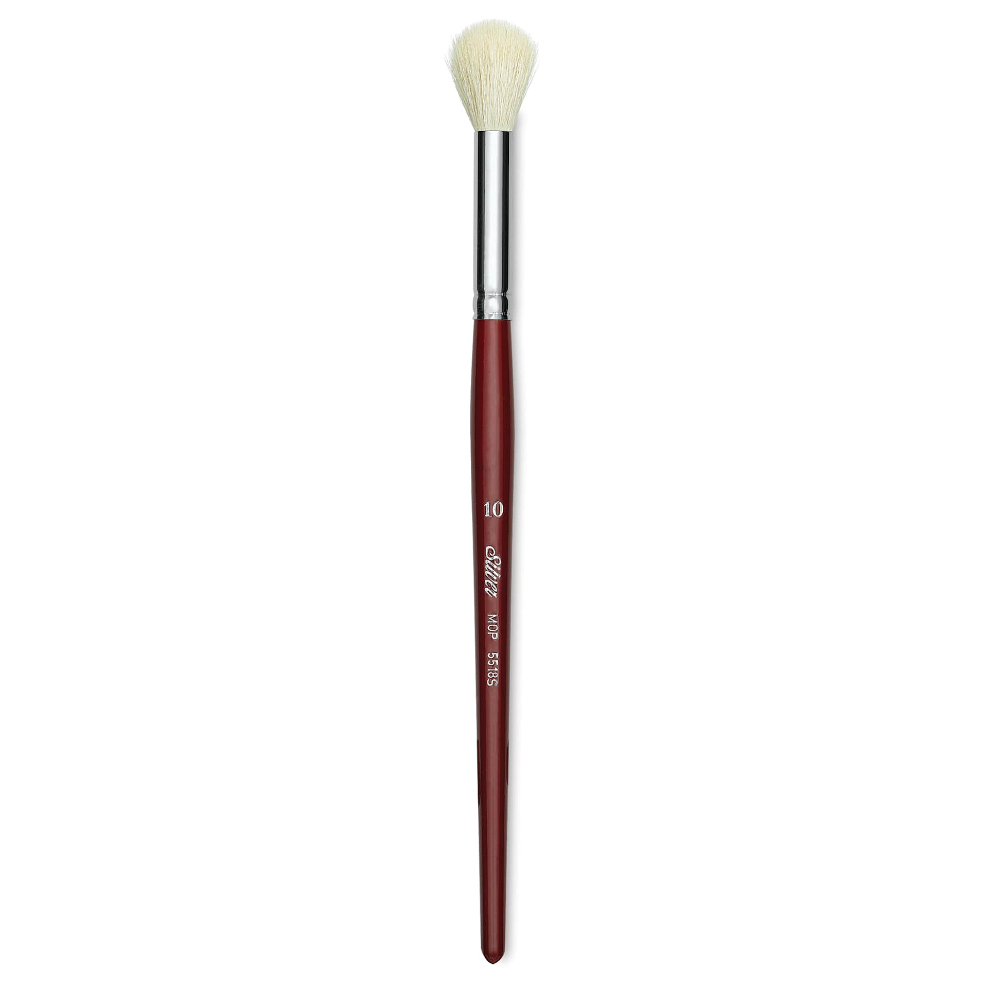 Silver Brush White Synthetic Goat Silver Mop Brush - Round, Size 10, Short Handle (full length)
