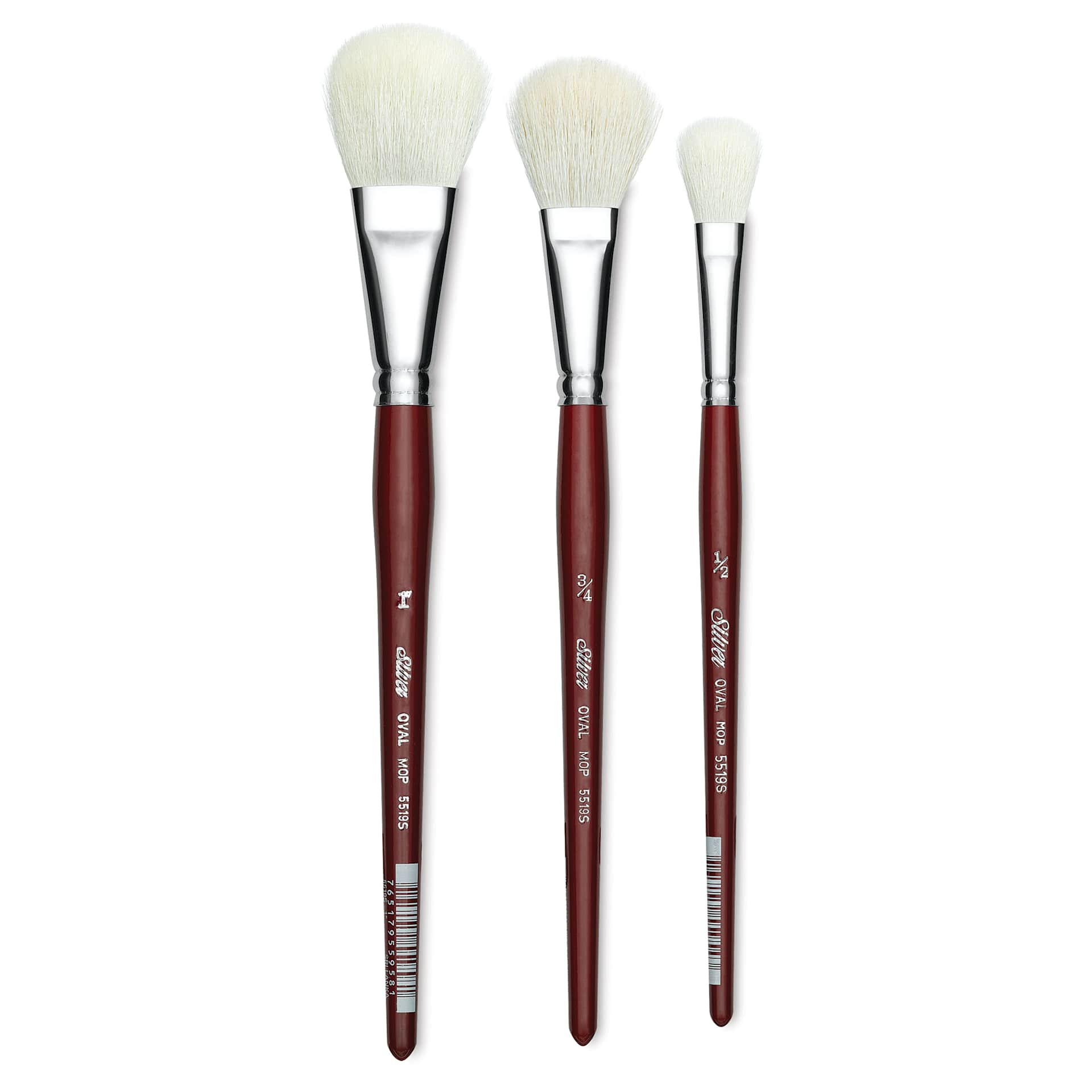 Silver Brush White Synthetic Goat Silver Mop Brushes - Oval, Short Handle