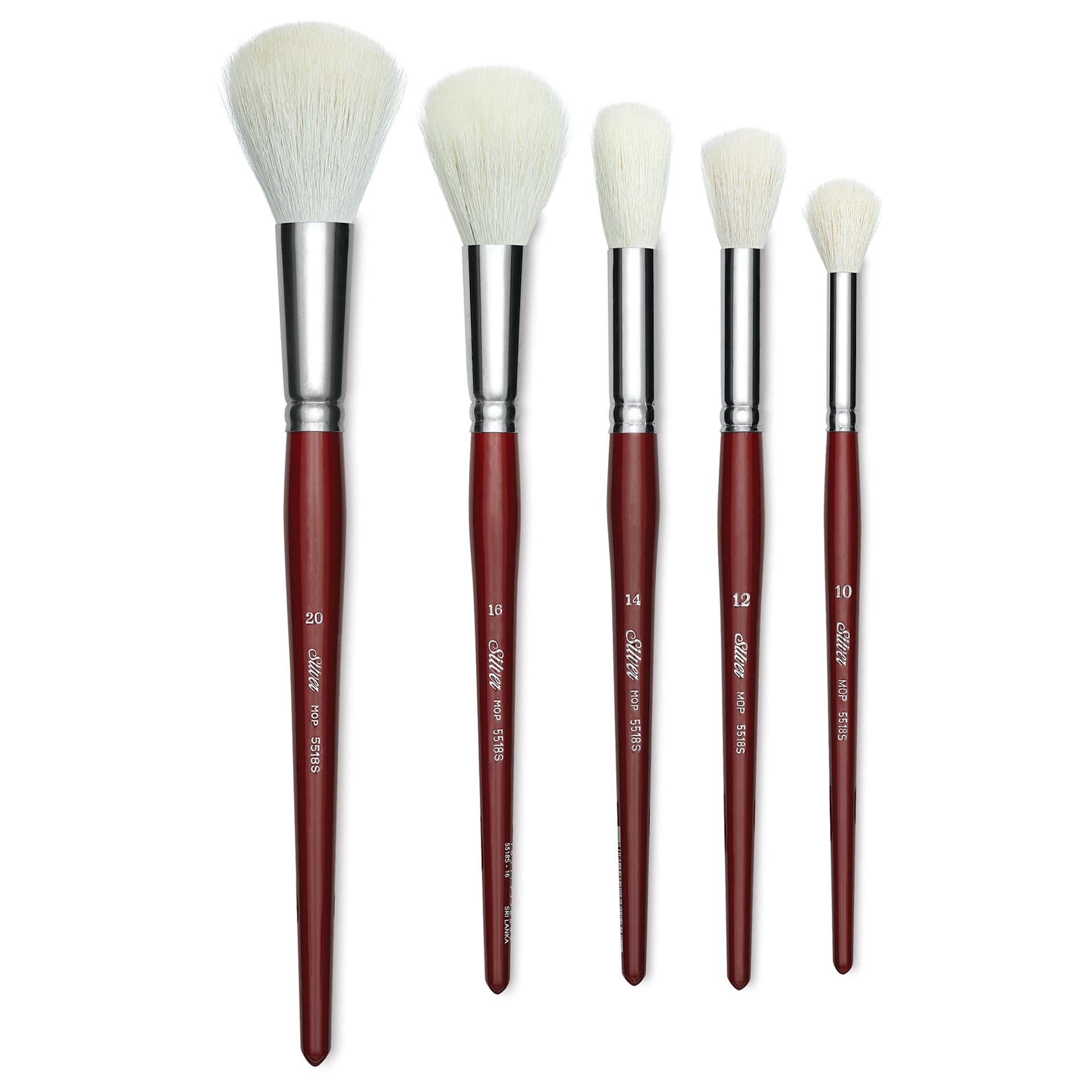 Silver Brush White Synthetic Goat Silver Mop Brushes - Round, Short Handle