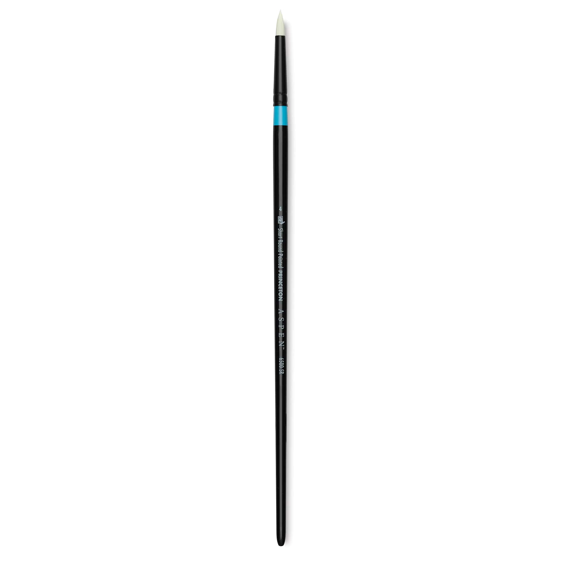 Princeton Series 6500 Aspen Synthetic Brush - Size 4, Short Pointed Round, Long Handle