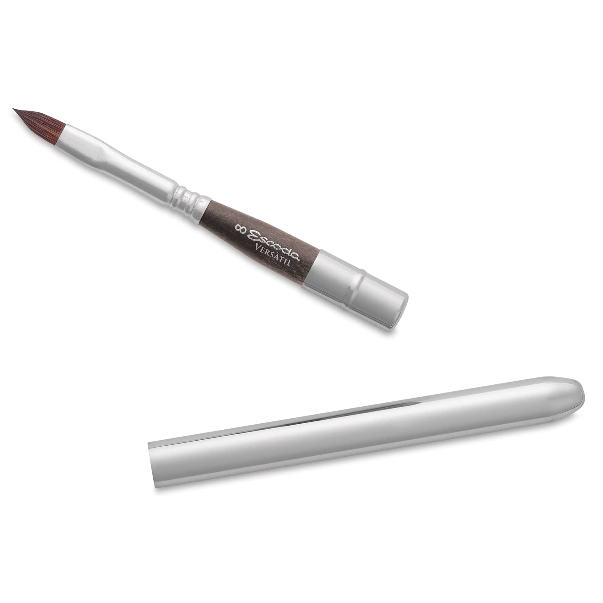 Escoda Versatil Travel Brush - Filbert, Short Handle, Size 8, handle and brush top