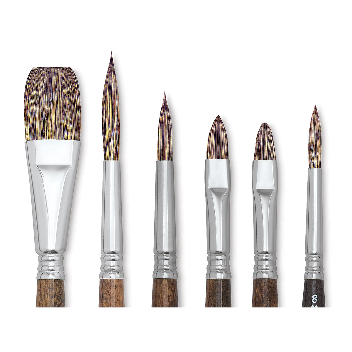 Escoda Versatil Brushes - Closeup of an assortment of various brushes shown