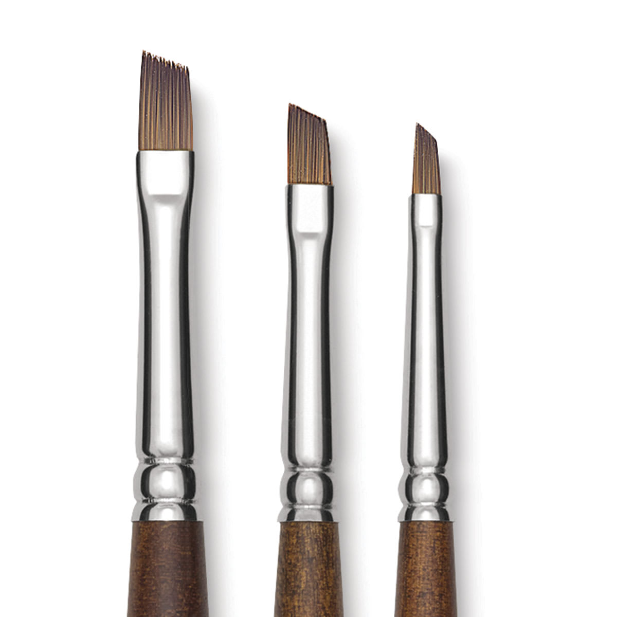 Raphaél Precision Brushes - Closeup of 3 Angular brushes shown Raphaél Precision Brushes - Closeup of 3 Angular brushes shown
