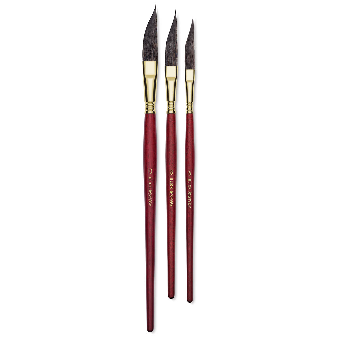 Blick Master Synthetic Squirrel Brushes - 3 Dagger brushes upright
