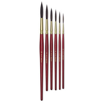 Blick Master Synthetic Squirrel Brushes - 6 Rigger brushes upright
