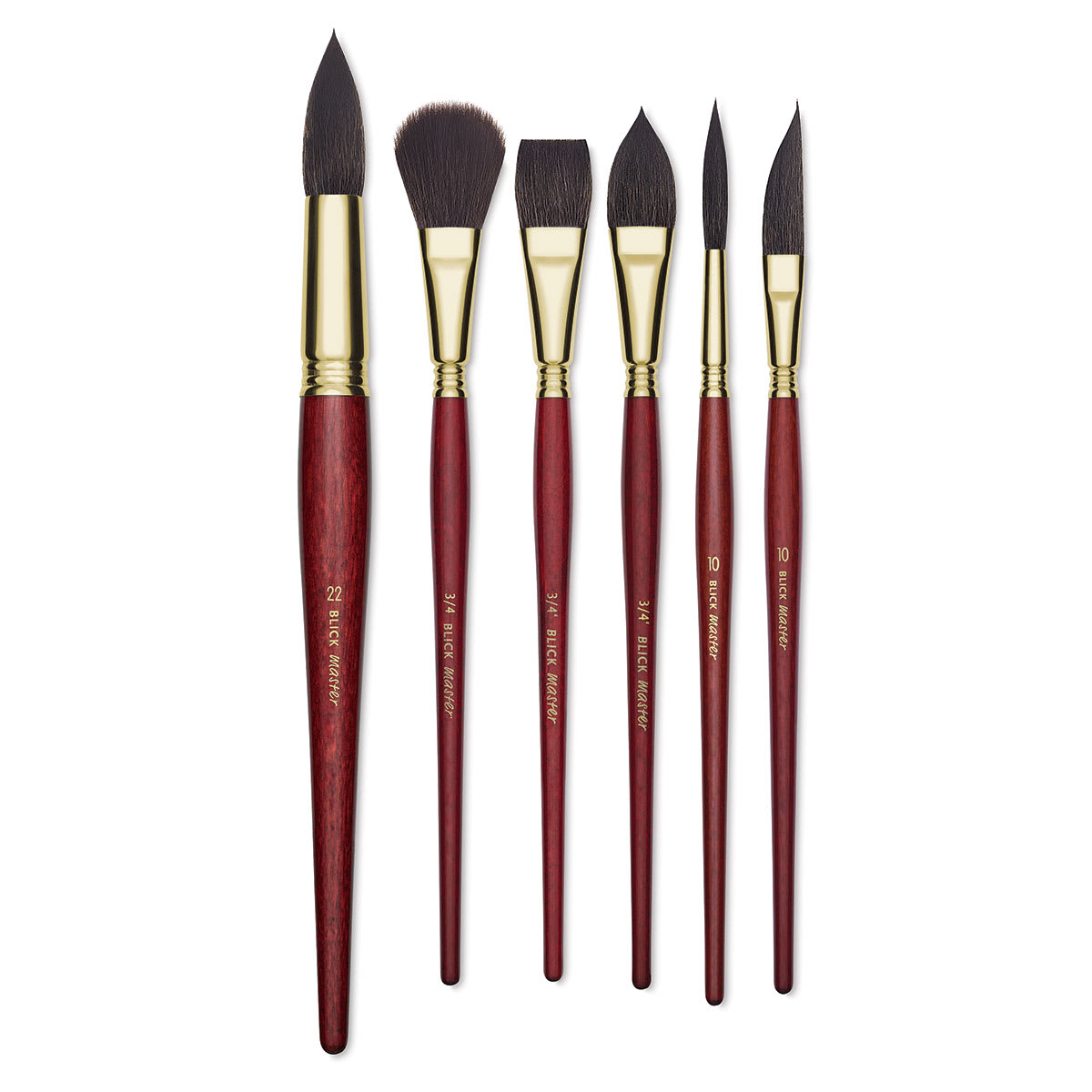 Blick Master Synthetic Squirrel Brushes - 6 styles of Brushes upright
