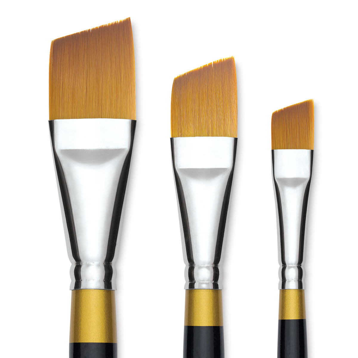 Kingart Original Gold Brushes - Closeup of tips of 3 Angular Shaders