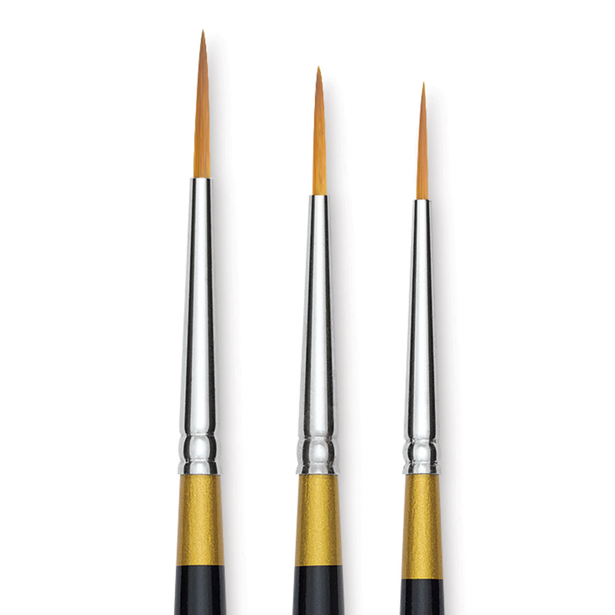 Kingart Original Gold Brushes - Closeup of tips of 3 Liners