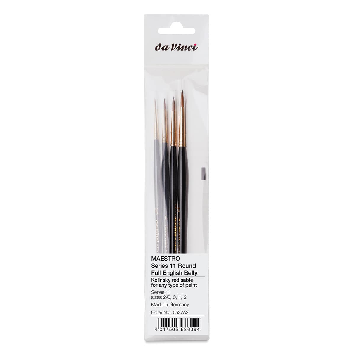 Da Vinci Maestro Kolinsky Brushes - 11 Full Belly Round, Set of 4, front of the packaging