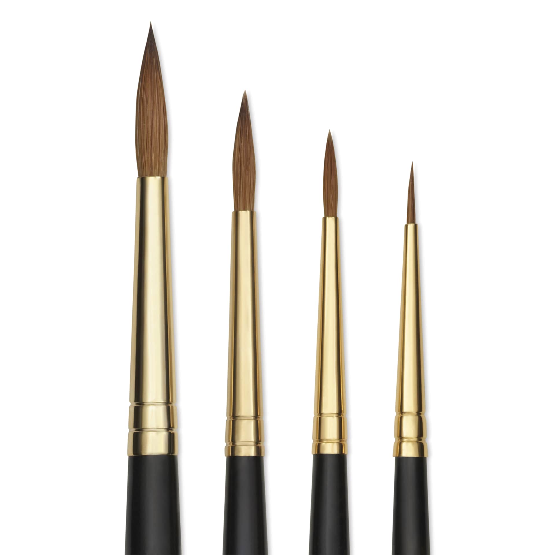 Da Vinci Harbin Kolinsky Brushes - Round, Set of 4, close-up Da Vinci Harbin Kolinsky Brushes - Round, Set of 4, close-up