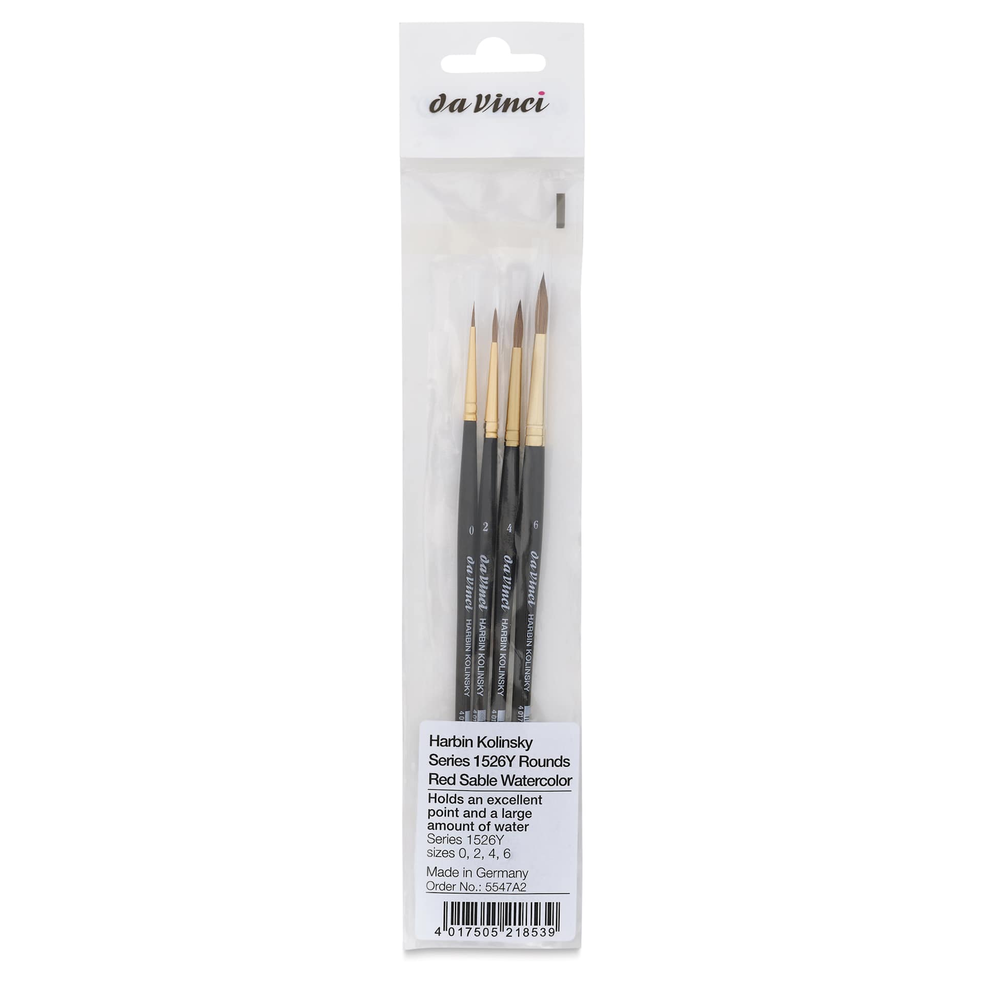 Da Vinci Harbin Kolinsky Brushes - Round, Set of 4, front of the packaging Da Vinci Harbin Kolinsky Brushes - Round, Set of 4, front of the packaging