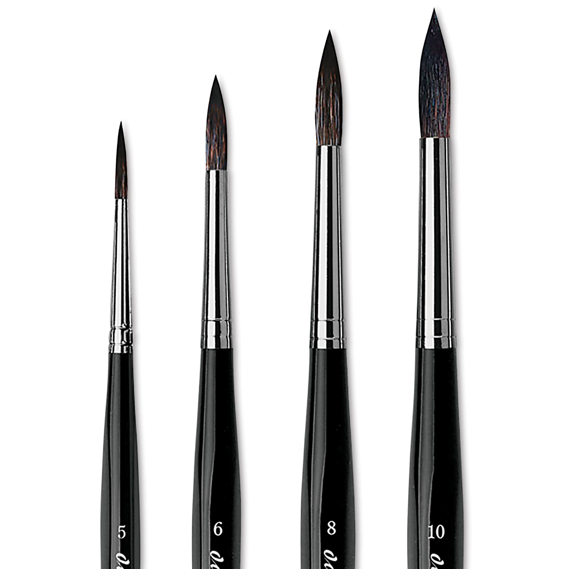 Da Vinci Casaneo Synthetic Squirrel Watercolor Brush - Large Round, Set of 4, Short Handle, close up
