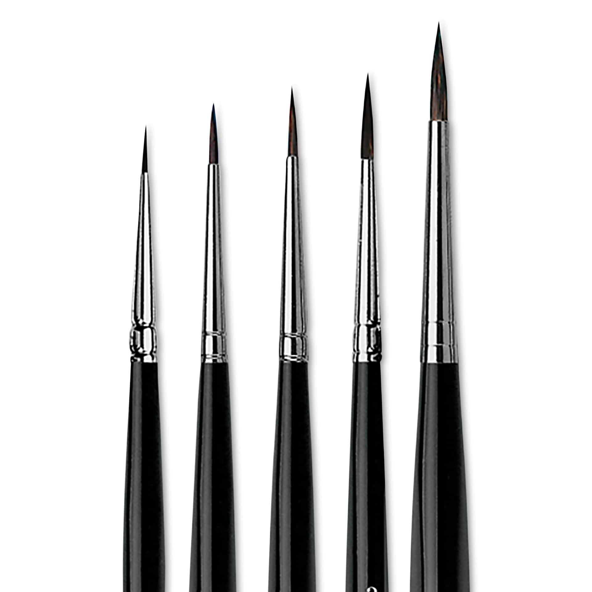 Da Vinci Casaneo Synthetic Squirrel Watercolor Brushes - Rounds, Set of 5, Short Handle, close up