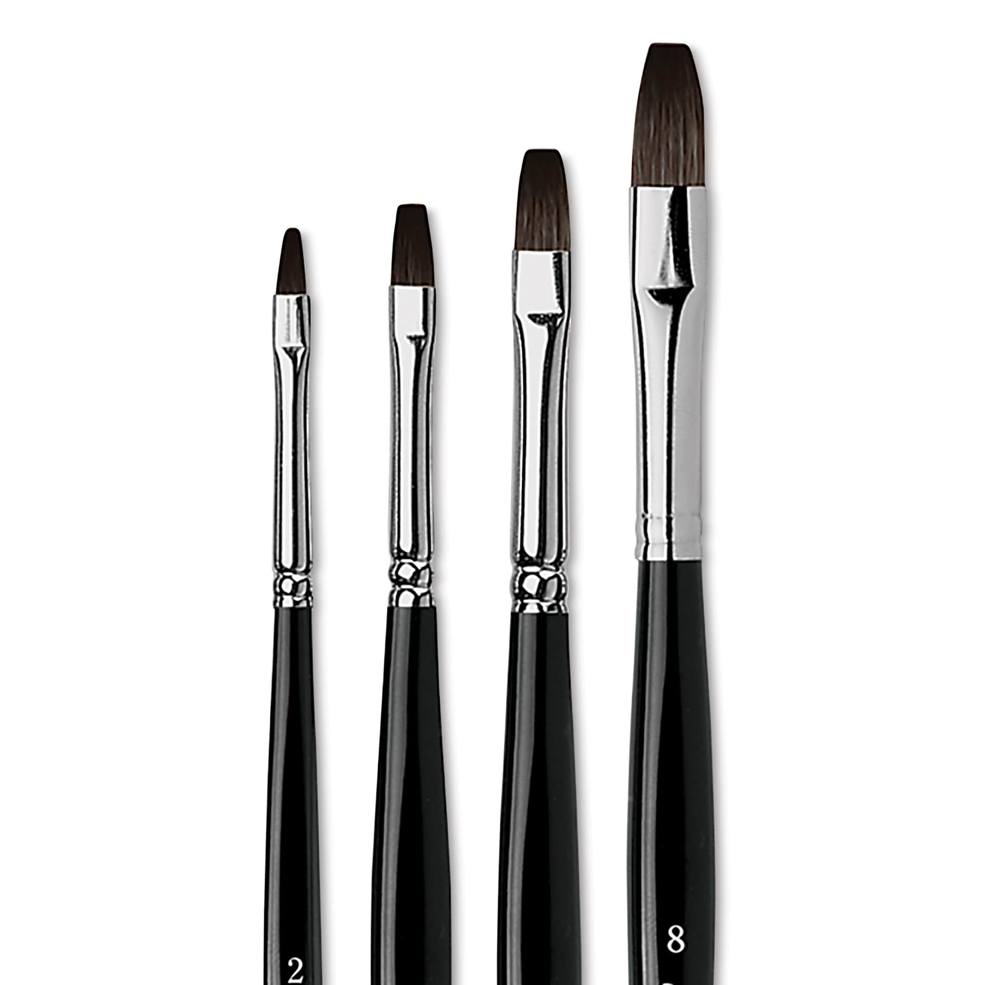 Da Vinci Casaneo Synthetic Squirrel Watercolor Brush - Flats, Set of 4, Short Handle, close up