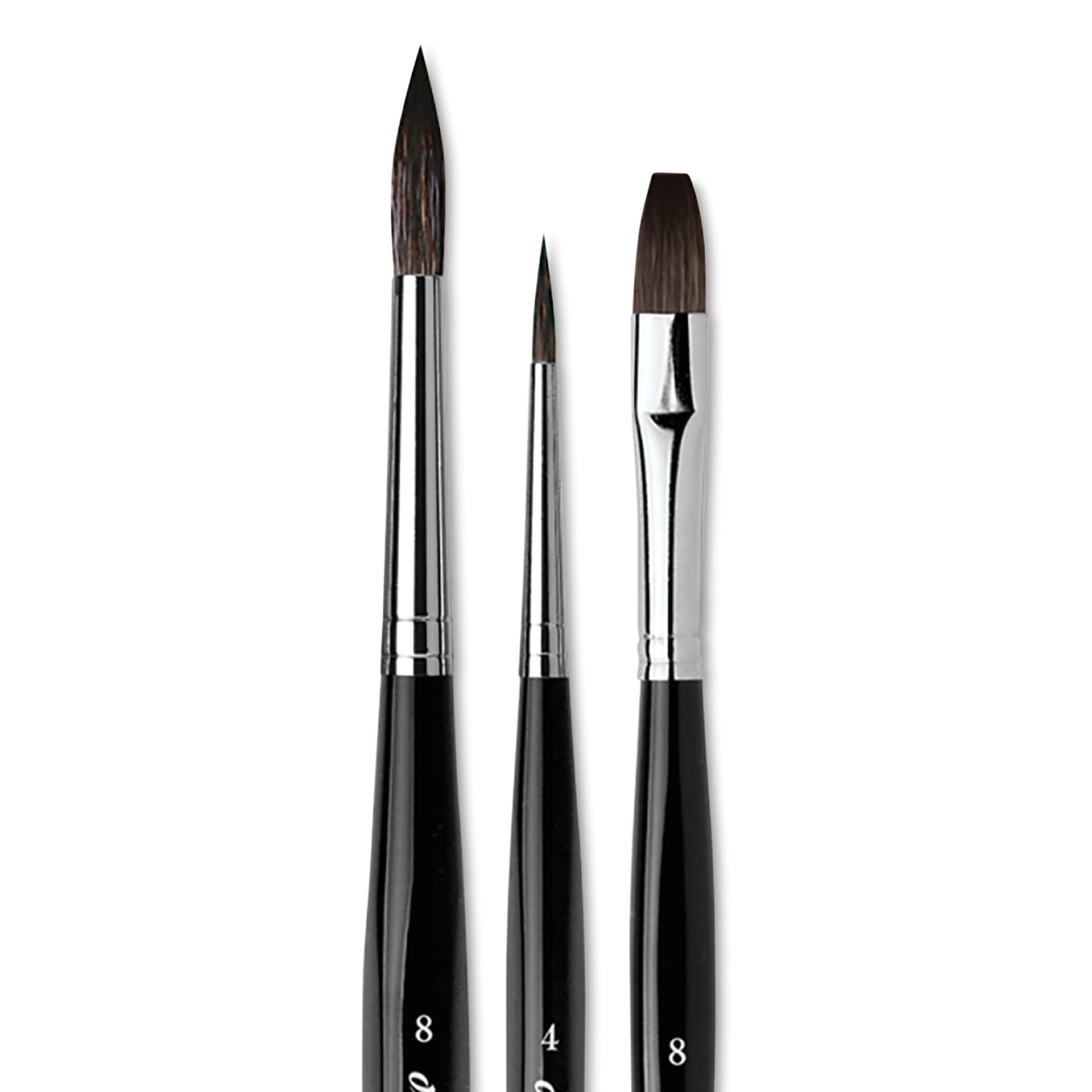 Da Vinci Casaneo Synthetic Squirrel Watercolor Brush - Assorted, Set of 3, Short Handle, close up