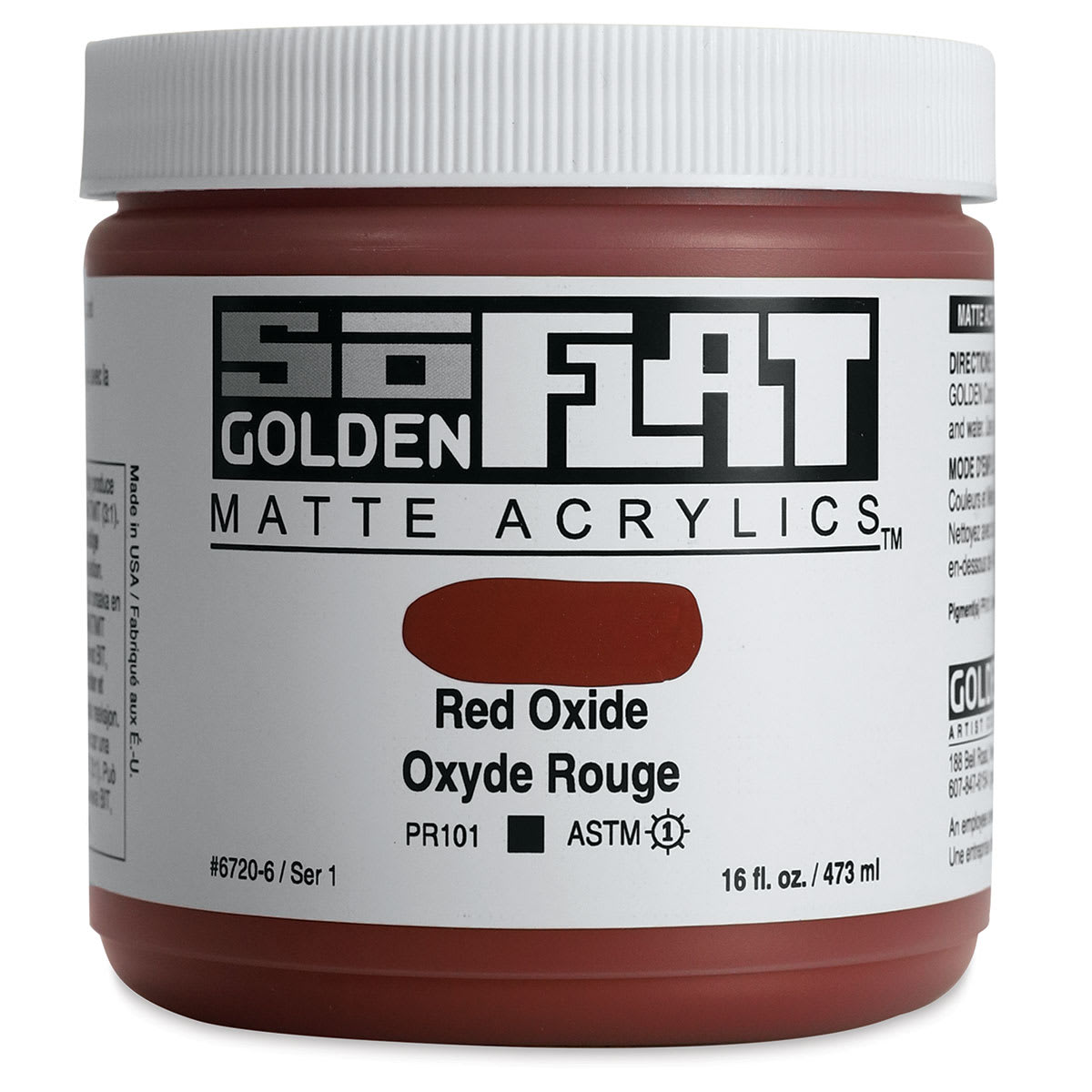 Golden SoFlat Matte Acrylic Paint - Red Oxide, 473 ml, Jar Golden SoFlat Matte Acrylic Paint - Red Oxide, 473 ml, Jar