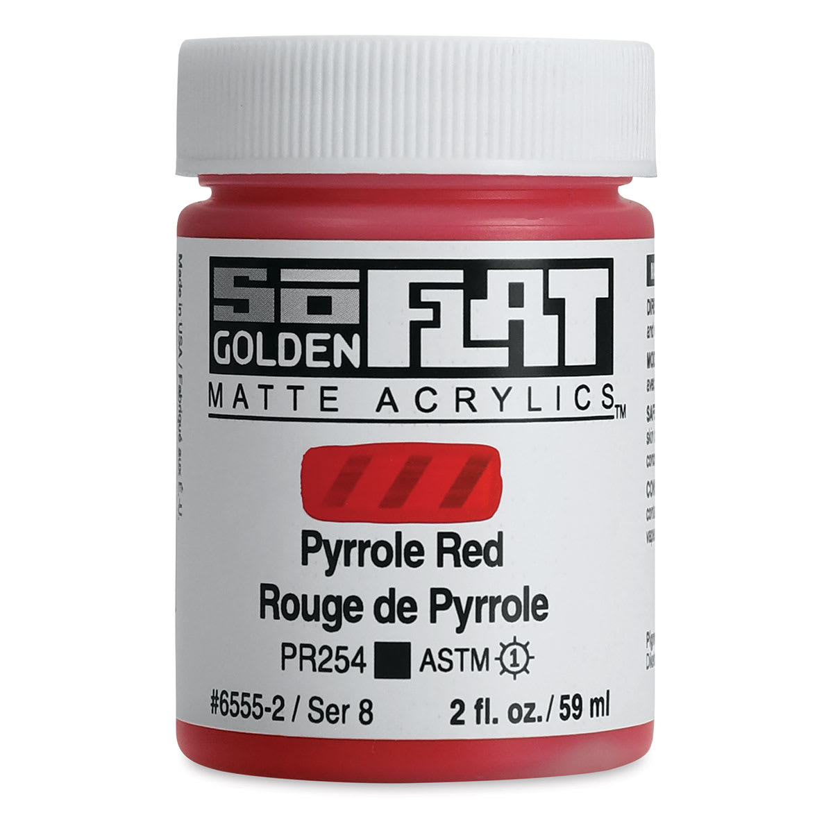 Golden SoFlat Matte Acrylic Paint - Pyrrole Red, 59 ml, Jar