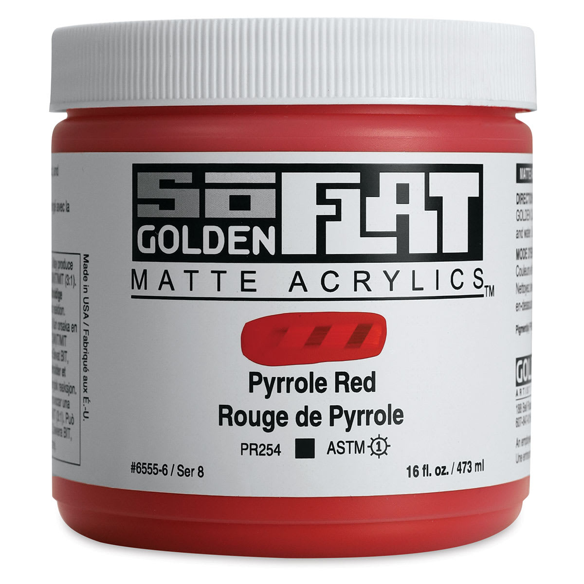 Golden SoFlat Matte Acrylic Paint - Pyrrole Red, 473 ml, Jar Golden SoFlat Matte Acrylic Paint - Pyrrole Red, 473 ml, Jar