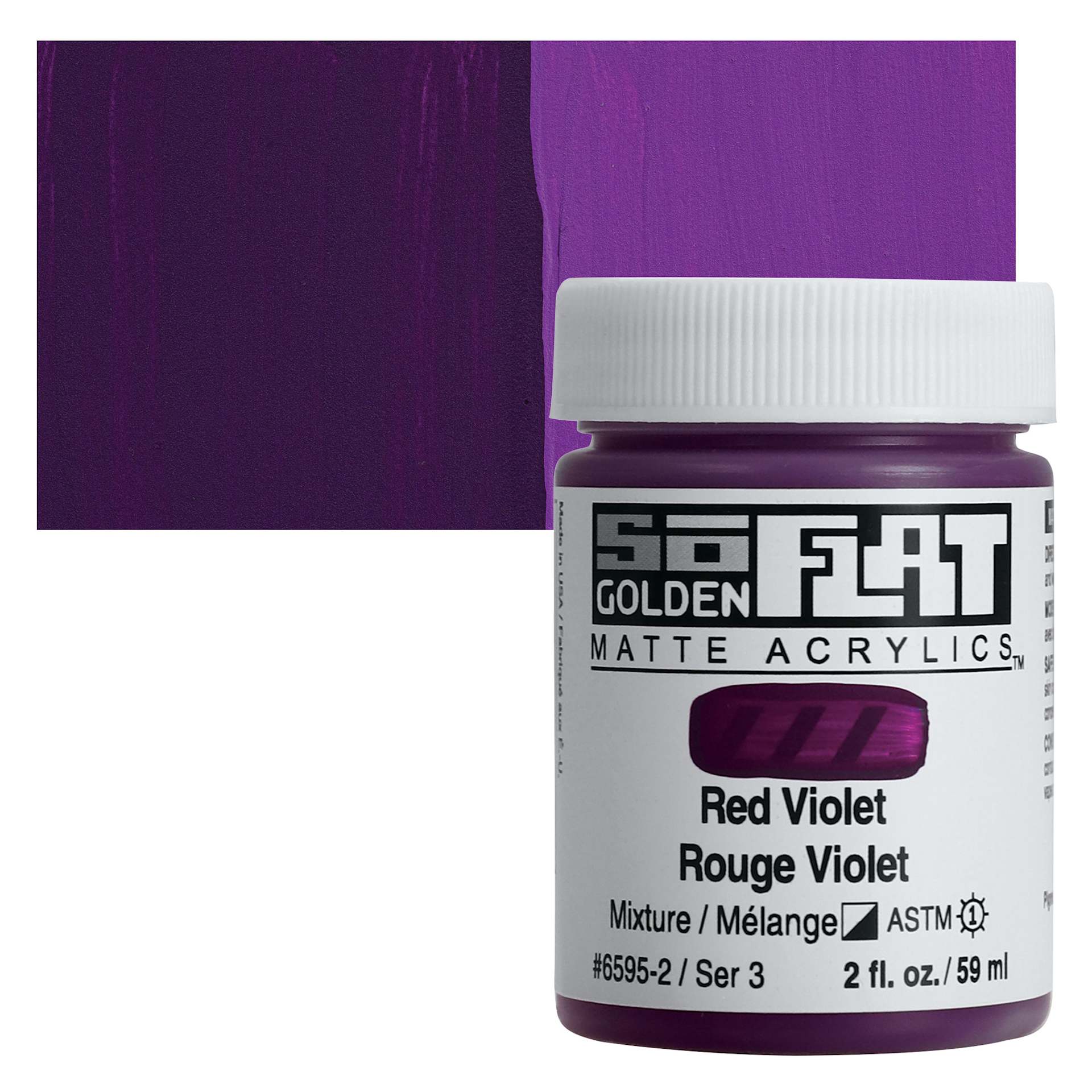Golden SoFlat Matte Acrylic Paint - Red Violet, 59 ml, Jar and swatch