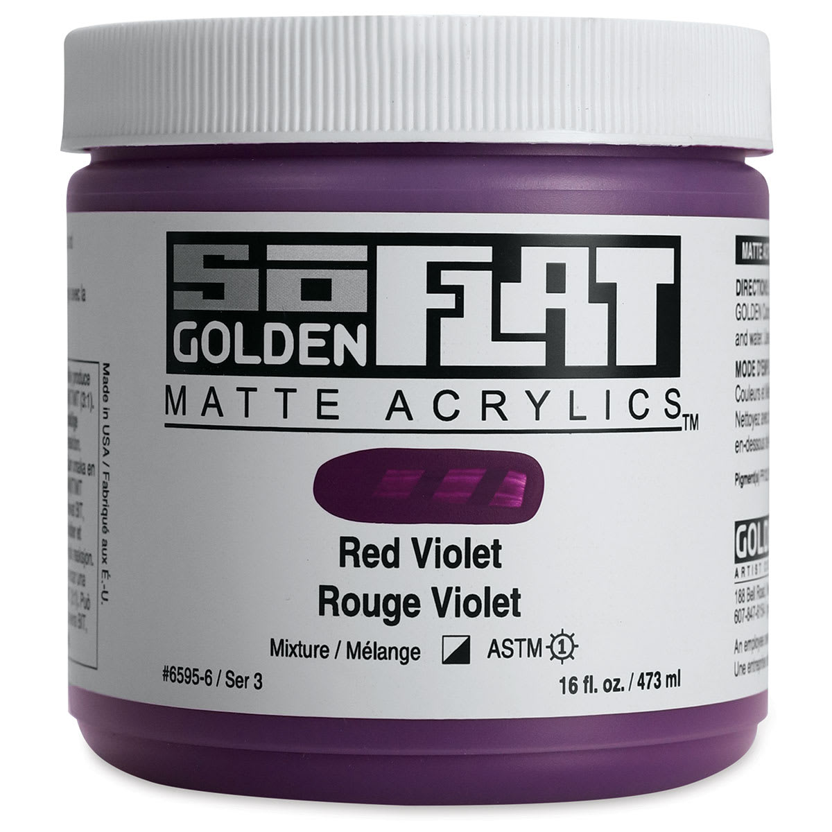 Golden SoFlat Matte Acrylic Paint - Red Violet, 473 ml, Jar Golden SoFlat Matte Acrylic Paint - Red Violet, 473 ml, Jar