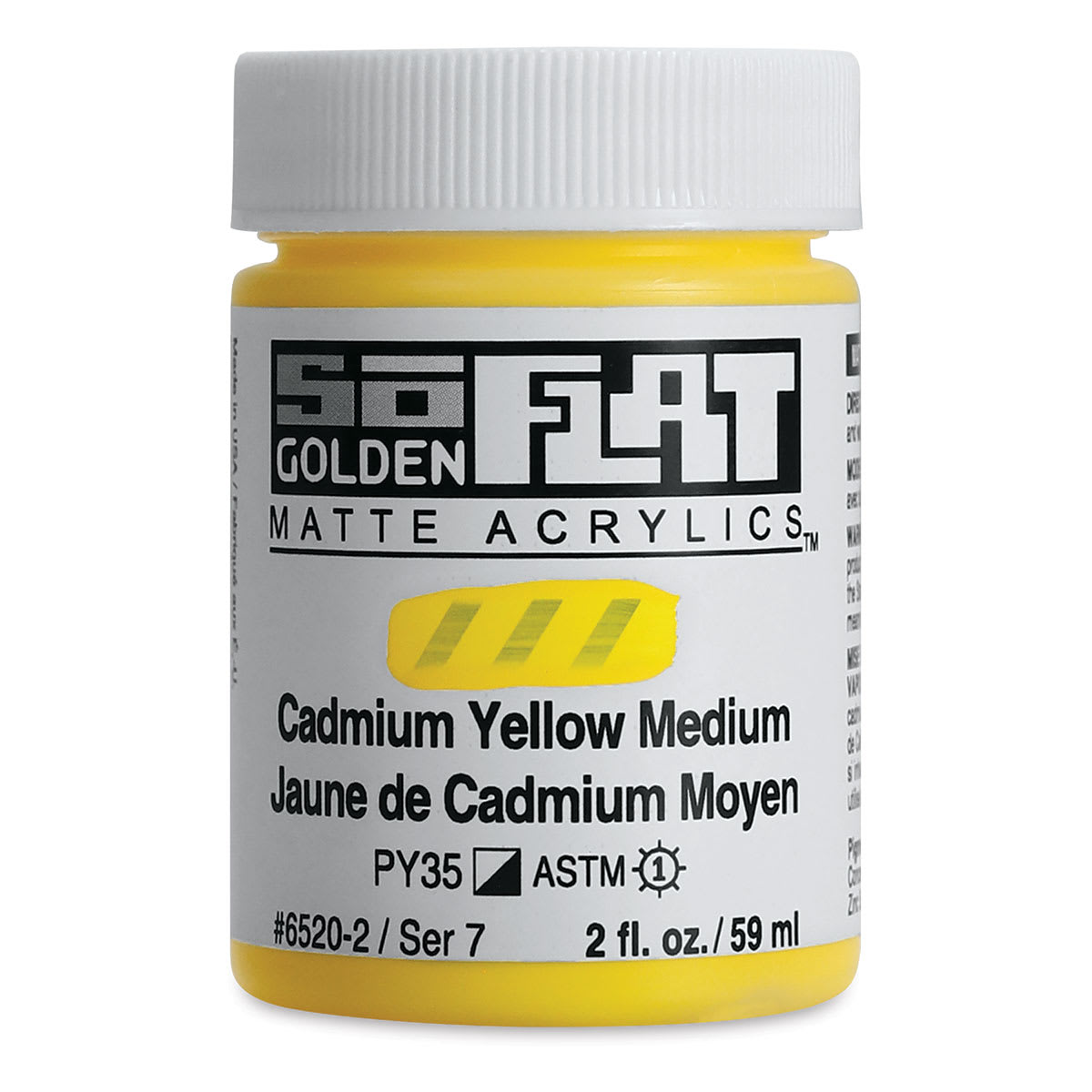 Golden SoFlat Matte Acrylic Paint - Cadmium Yellow Medium, 59 ml, Jar
