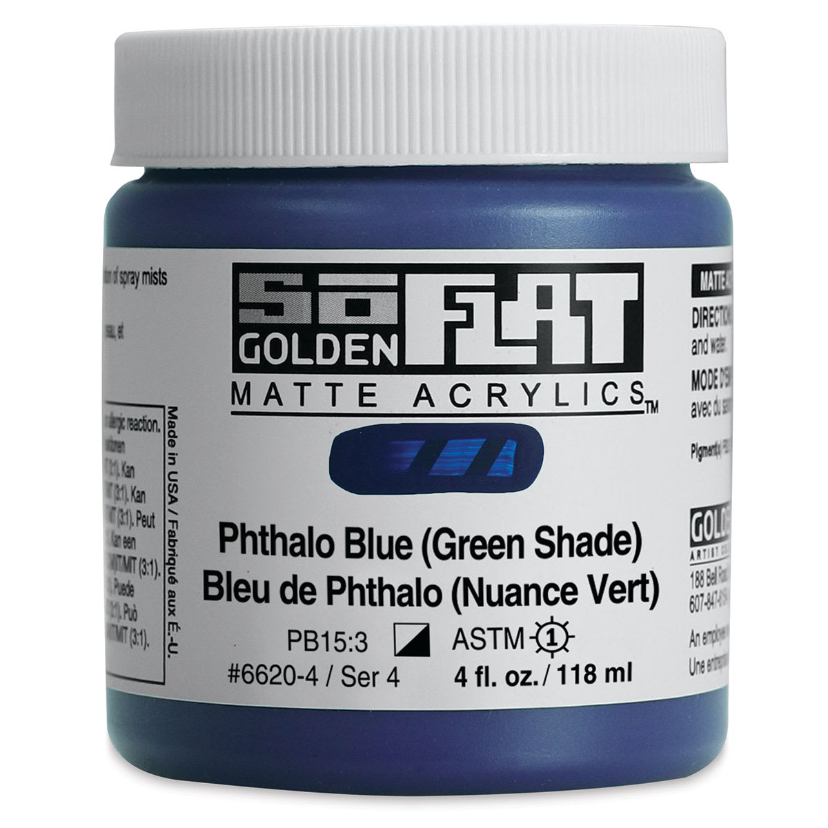 Golden SoFlat Matte Acrylic Paint - Phthalo Blue (Green Shade), 118 ml, Jar Golden SoFlat Matte Acrylic Paint - Phthalo Blue (Green Shade), 118 ml, Jar
