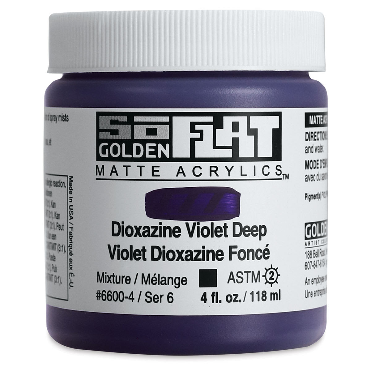 Golden SoFlat Matte Acrylic Paint - Dioxazine Violet Deep, 118 ml, Jar Golden SoFlat Matte Acrylic Paint - Dioxazine Violet Deep, 118 ml, Jar